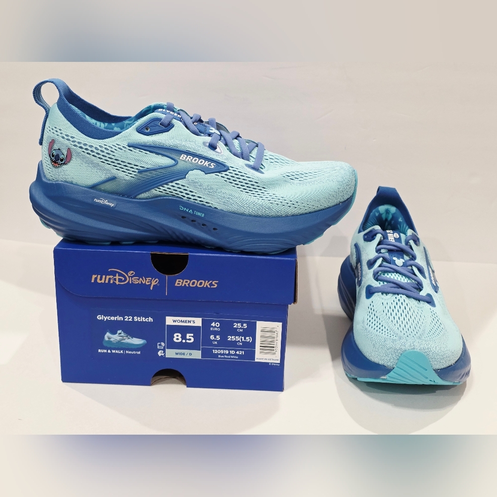 Brooks Glycerin 22 STITCH RunDisney 2025 Blue Limited Expo Womens 8.5 Wide D New